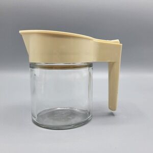 Vintage Gemco Glass Syrup Dispenser With Beige Plastic Lid & Handle